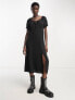 Only puff sleeve milkmaid maxi dress in black