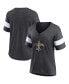 Фото #3 товара Women's Heathered Charcoal, White New Orleans Saints Distressed Team Tri-Blend V-Neck T-shirt