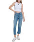 Фото #5 товара Women's Ribbed Angled-Hem Cropped Logo Top