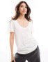 Фото #1 товара ASOS DESIGN linen look scoop neck pocket tee in white