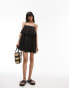 Фото #3 товара Topshop strappy pleated broderie mini dress in black