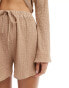 4th & Reckless lanai crinkle drawstring beach short co-ord in beige