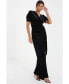Women's Velvet Wrap Maxi Dress With Puff Sleeves