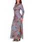 ფოტო #4 პროდუქტის Women's Grey Long Sleeve Side Slit Fitted Maxi Dress