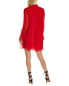 Фото #2 товара Rebecca Taylor Diamond Smocked Mock Neck Silk Mini Dress Women's Red Xs