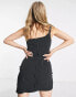 Фото #2 товара COLLUSION one shoulder pinstripe mini dress in black