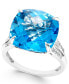 ფოტო #1 პროდუქტის Blue Topaz (11 ct. t.w.) and Diamond (1/8 ct. t.w.) Ring in 14k White Gold