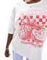 ONLY Curve strawberry graphic oversized t-shirt in white