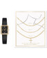 Women's Black Strap Watch 20mm & 3-Pc. Necklace Gift Set