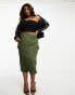 Yours cargo midi skirt in khaki