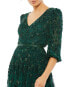 Women's Embellished V Neck 3/4 Sleeve A Line Gown