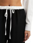 Kaiia wide leg contrast waist wide leg trousers in black and white