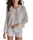 Фото #1 товара Women's Open-Stitch Drop-Shoulder Cardigan Sweater