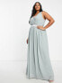 Фото #4 товара TFNC Plus Bridesmaid bow back maxi dress in sage green