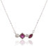 Elegant silver necklace with colored zircons SVLN0532SH2R145
