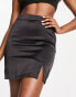 Фото #1 товара New Look satin split mini skirt in black