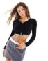 Фото #2 товара Urban Revivo long sleeve knitted cardigan with cami underlayer in black