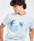 Фото #1 товара Men's Palm Fade Short Sleeve Crewneck Graphic T-Shirt, Created for Macy's