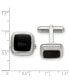 ფოტო #2 პროდუქტის Stainless Steel Polished Black plated Textured Edge Cufflinks