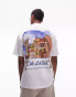 Topman oversized fit t-shirt with watercolour Cote D'Azur front and back print in white