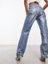 KYO The Brand – Metallic-Jeans in in blauer Waschung mit weitem Bein