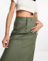 ASOS DESIGN chino maxi skirt with split in khaki