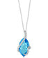 Фото #1 товара Ocean Bleu by EFFY® Blue Topaz (7-1/10 ct. t.w.) and Diamond (1/8 ct. t.w.) Pendant Necklace in 14k White Gold