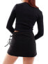 COLLUSION low rise wrap skort with tie detail in black