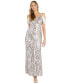 Фото #1 товара Women's Sequin Embellished Draped Sleeve V-Neck Gown