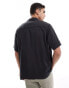 Weekday relaxed fit linen blend short sleeve shirt in black