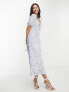 Фото #1 товара Forever New puff sleeve maxi dress in ditsy blue floral