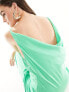 Фото #5 товара ASOS DESIGN satin square neck maxi dress with cowl back detail in Green