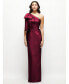 ფოტო #1 პროდუქტის Women's Over d Bow One-Shoulder Satin Column Maxi Dress