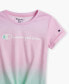 ფოტო #3 პროდუქტის Big Girls Ombre Tie Front Crewneck T-shirt