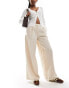 Фото #1 товара Miss Selfridge tailored super wide leg trouser in neutral