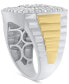 ფოტო #3 პროდუქტის Men's Diamond Baguette & Round Cluster Ring (2 ct. t.w.) in 10k White Gold