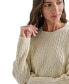 Women's Metallic Cable Knit Crewneck Sweater