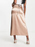Фото #2 товара Reclaimed Vintage low slung satin midaxi skirt in vintage brown