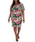 Фото #1 товара Plus Size Printed Flutter-Sleeve Faux-Wrap Dress