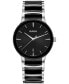 ფოტო #1 პროდუქტის Unisex Swiss Centrix Black Ceramic & Stainless Steel Bracelet Watch 40mm