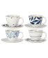 Фото #1 товара Blue Bay Set/4 Assorted Espresso Cup and Saucer