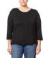 Plus Size Cable-Knit Dropped-Shoulder 3/4-Sleeve Sweater