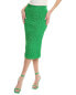 Ganni Smocked Satin Pencil Skirt Women's Green 32 - фото #1