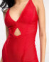 Фото #8 товара ASOS DESIGN premium plunge bandage pleat hem maxi dress in red