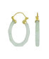 ფოტო #1 პროდუქტის Light Green Jade Genuine Gemstone Green Round Bamboo Jade Hoop Earrings For Women 14K Gold Plated .925 Sterling Silver 1.2 Inch Diameter