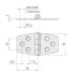 ROCA AB. 76x37x2 mm Stainless Steel Hexagonal Reversed Hinge