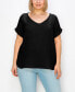 ფოტო #1 პროდუქტის Plus Size Gauze V-neck Rolled Sleeve Top