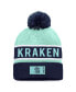 Фото #1 товара Men's Deep Sea Blue, Light Blue Seattle Kraken Authentic Pro Rink Cuffed Knit Hat with Pom