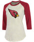 ფოტო #3 პროდუქტის Women's Deandre Hopkins Cream, Cardinal Arizona Cardinals Player Raglan Name Number 3/4 Sleeve T-shirt