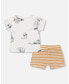 ფოტო #3 პროდუქტის Baby Boy Organic Cotton Top And Short Set Sand Stripe - Infant